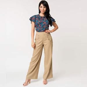 NWT Unique Vintage Sailor High Waist Trousers Pinup size medium